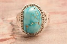 Genuine Battle Mountain Turquoise Nugget Sterling Silver Ring